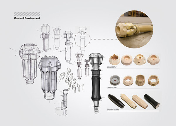 product design，industrial design，Metal，originality，shower，