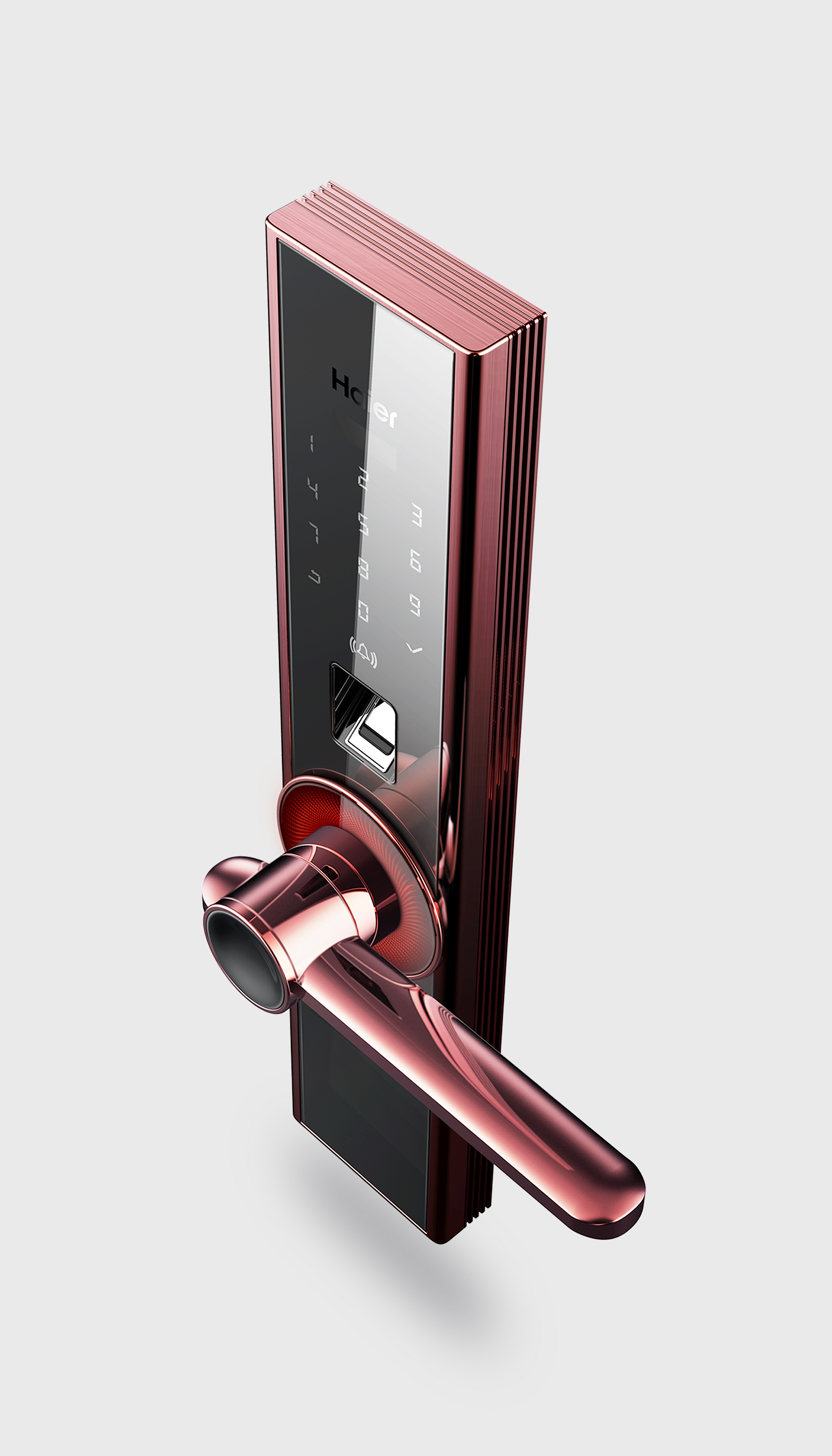 Intelligent lock，Haier，Smart home，Door lock，Bronze，Light effect，