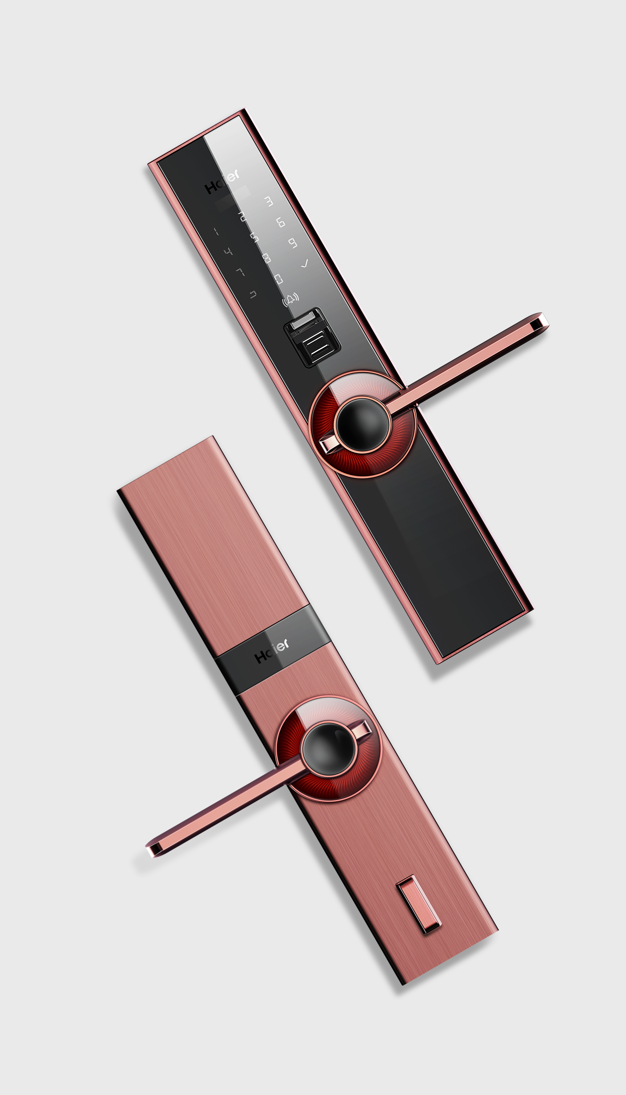 Intelligent lock，Haier，Smart home，Door lock，Bronze，Light effect，