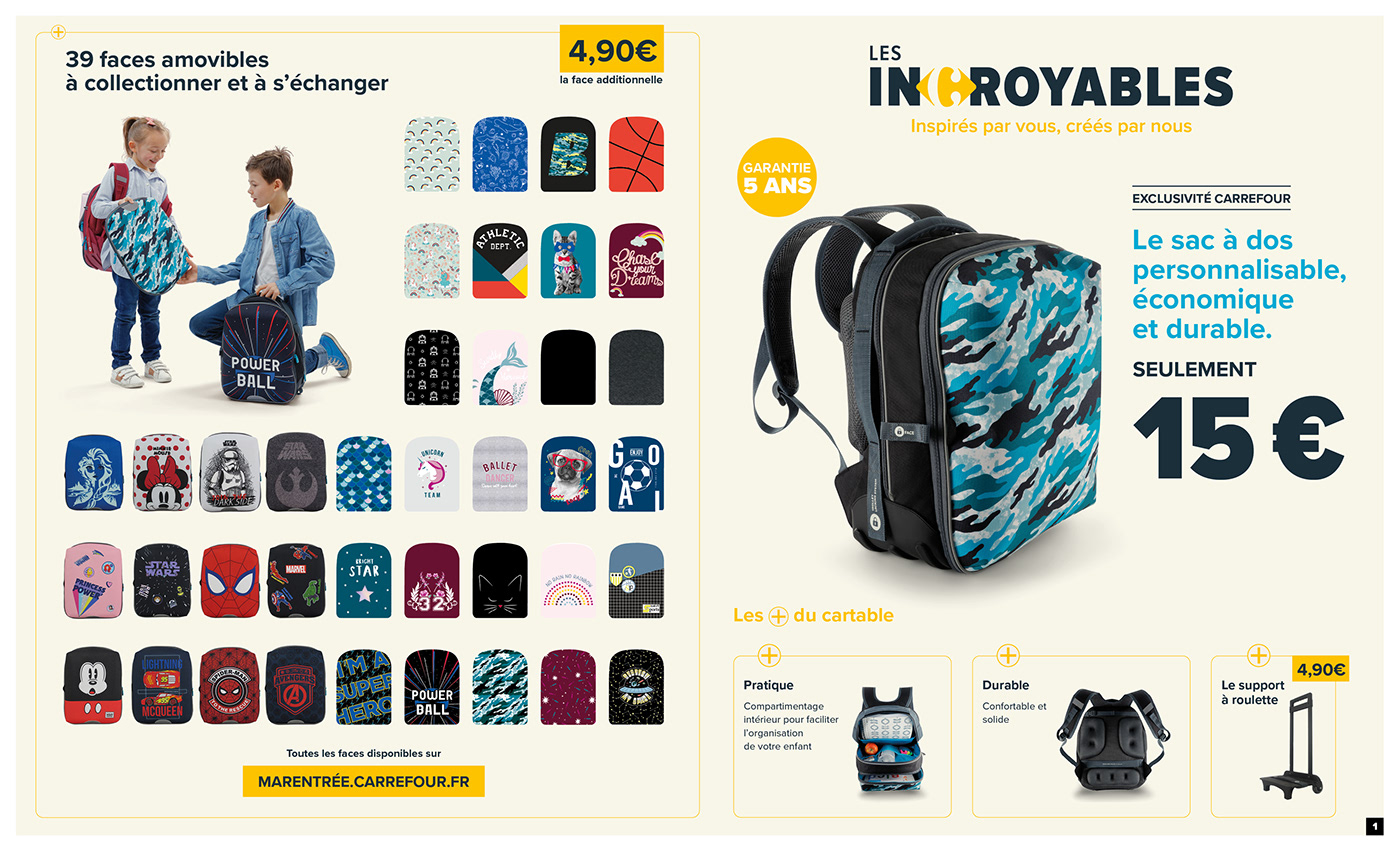 CARREFOUR，Schoolbag design，Hand drawn，