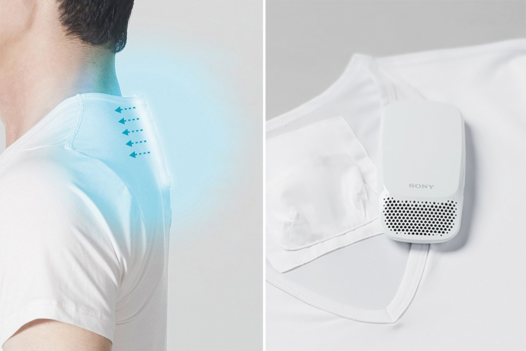 Wearable pocket air conditioner，sony，white，
