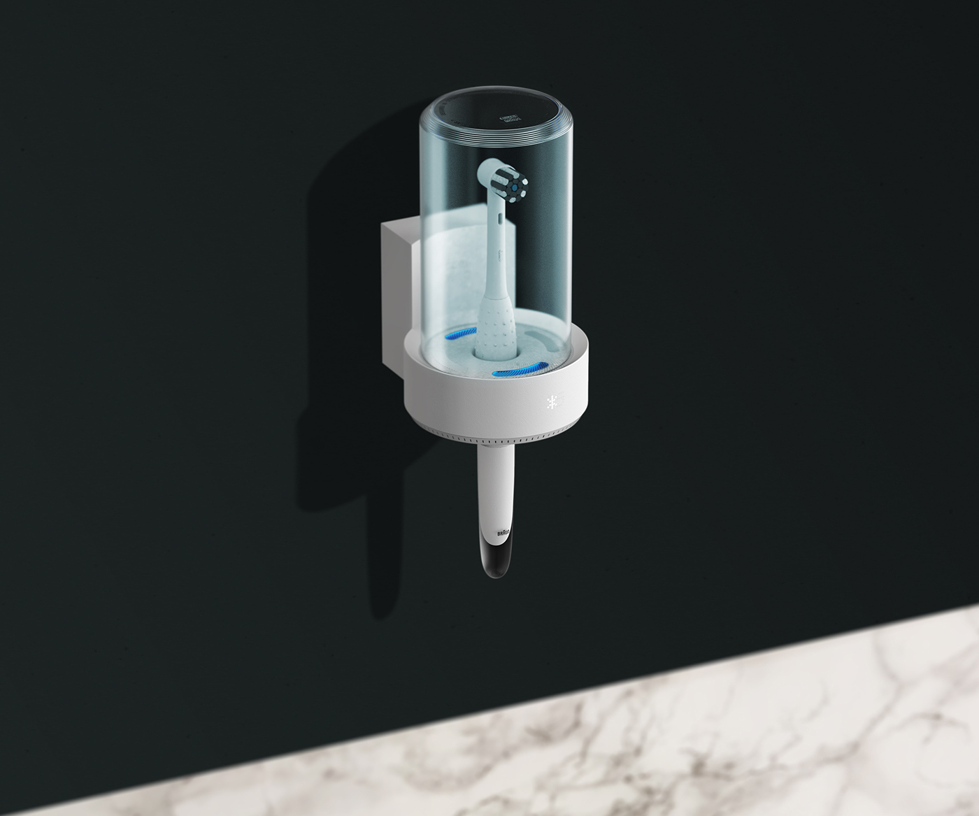 conceptual design，Special cup，Touch plastic surface，Charging system，Ultraviolet disinfection，Drying function，