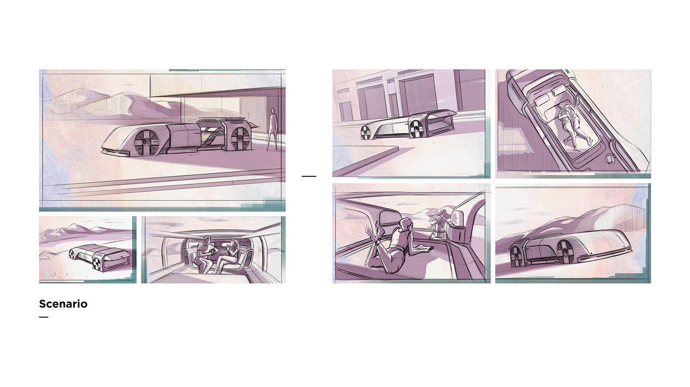 automobile，Hand drawn，concept，Sense of future，