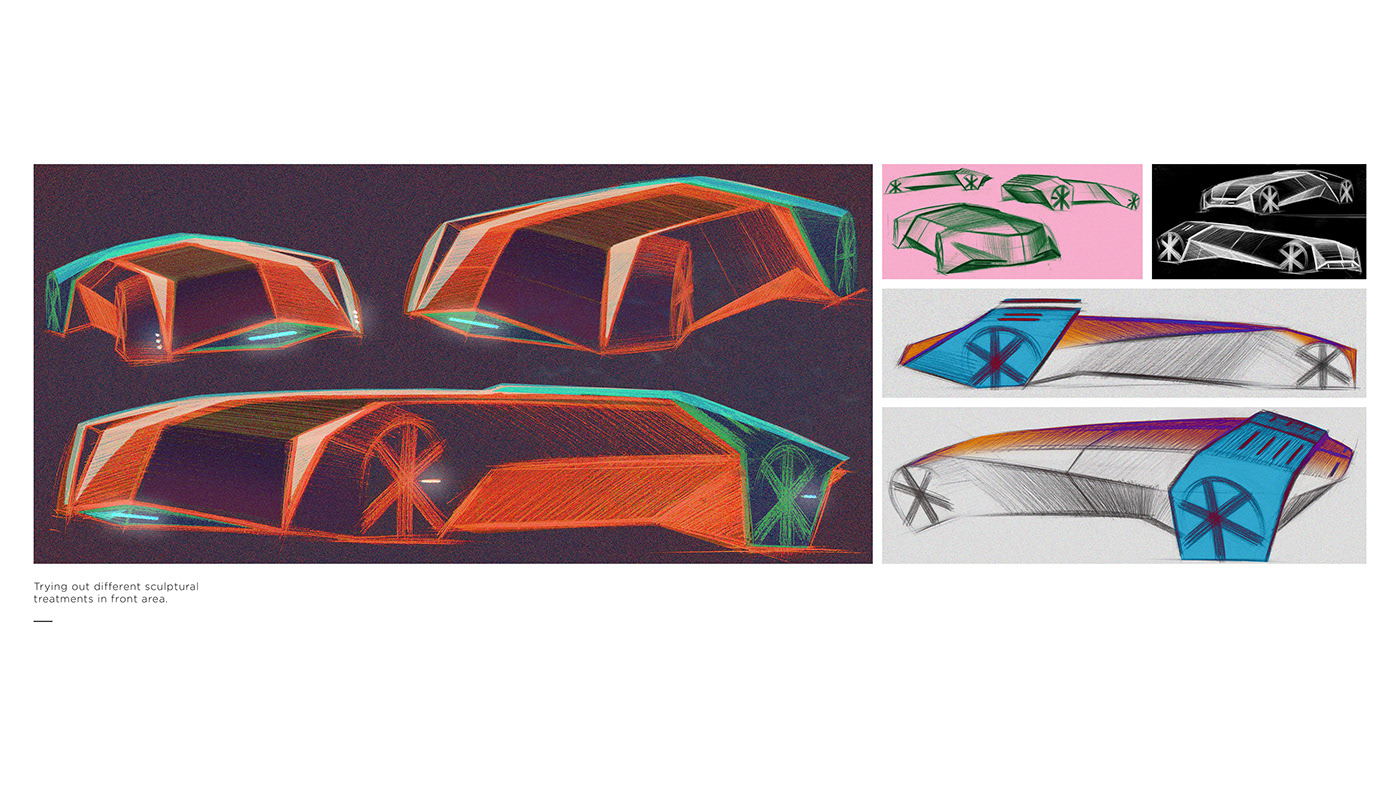 automobile，Hand drawn，concept，Sense of future，