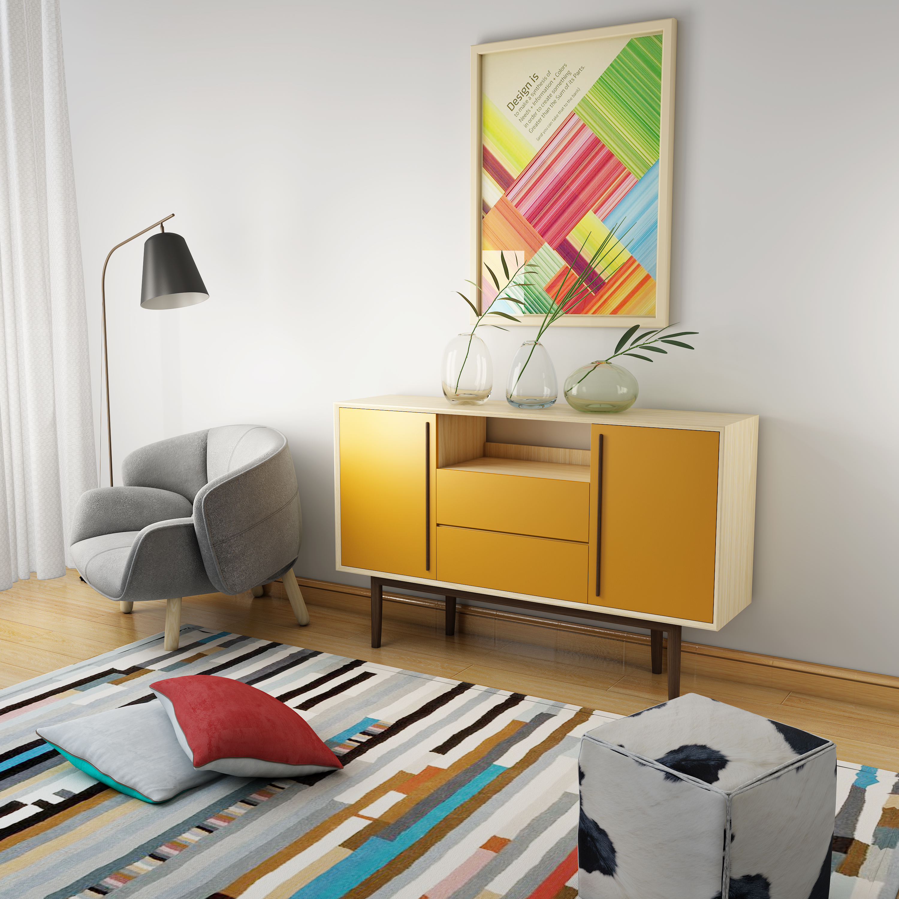 cabinet，Lockers，Sideboard，solid wood，Simplicity，fashion，colour，