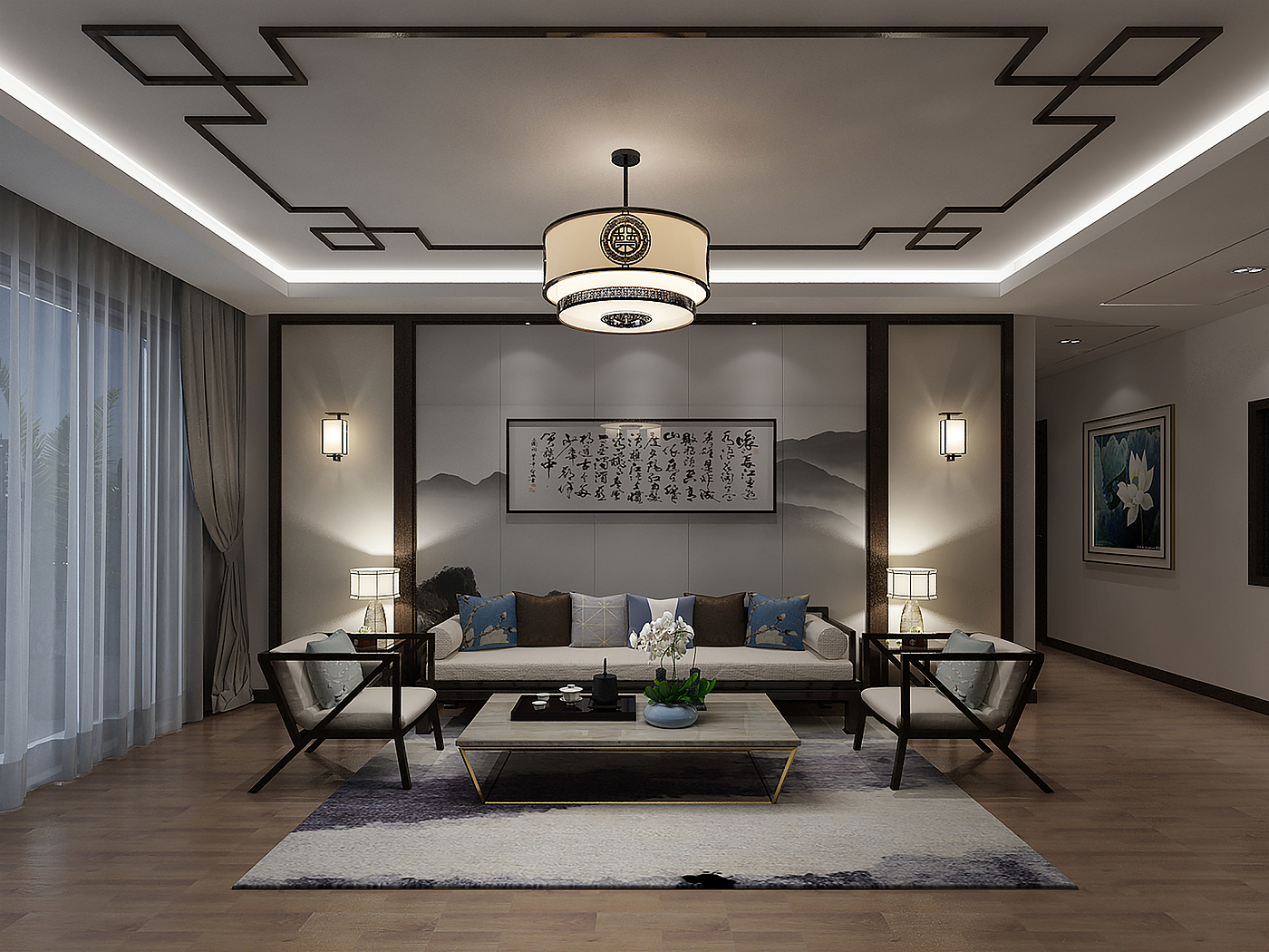 lighting design ，New Chinese style，3D printing，surname，Traditional Chinese patterns，