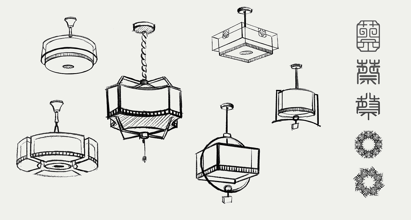 lighting design ，New Chinese style，3D printing，surname，Traditional Chinese patterns，