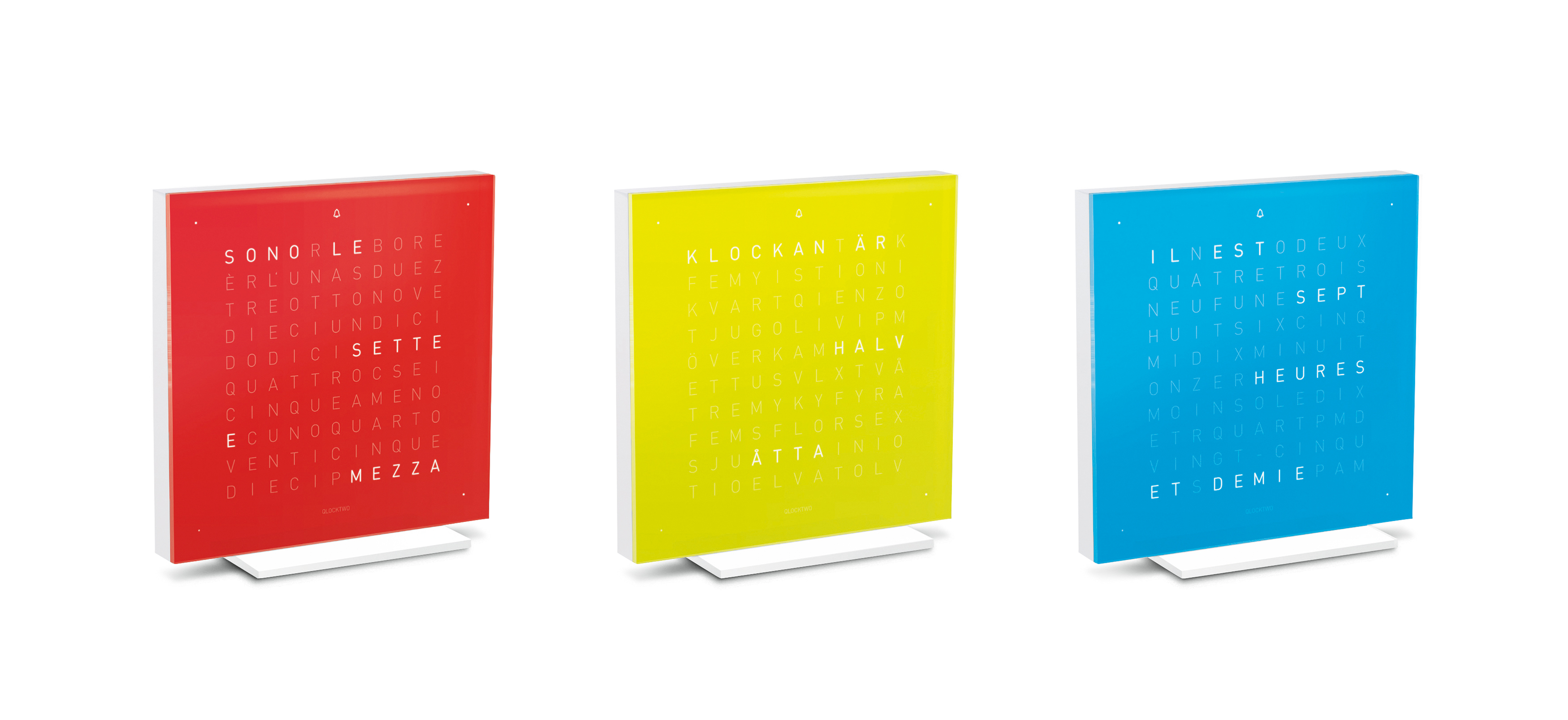 2020 red dot product design award，alarm clock，Clock，time，QLOCKTWO® Touch Pure，magnet，lighting，app，