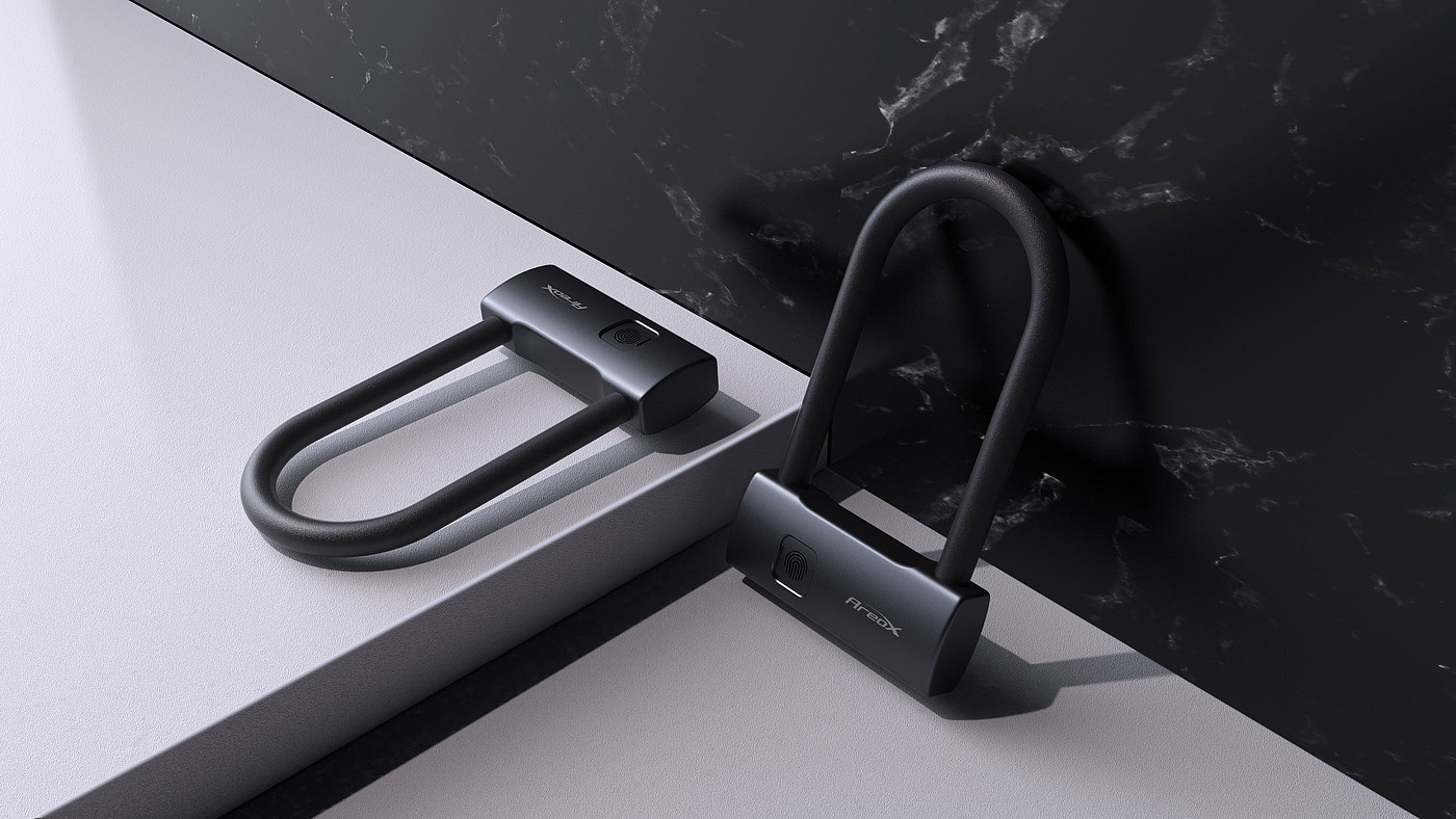 Smart fingerprint U-lock，Tool accessories，2020 red dot product design award，Bicycle lock，