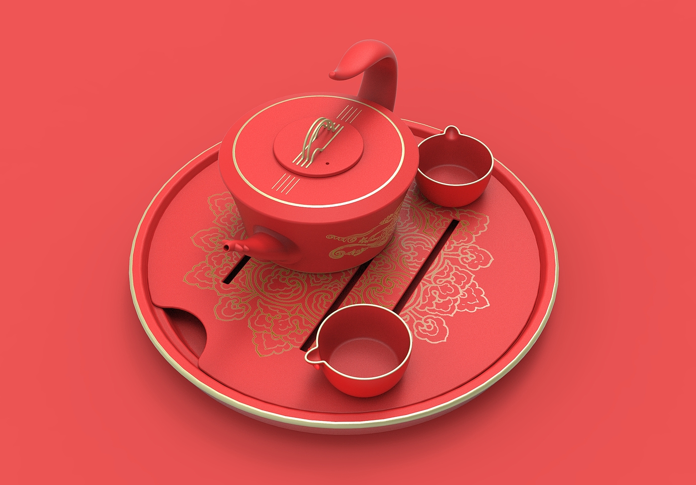 Dunhuang culture tea set design，