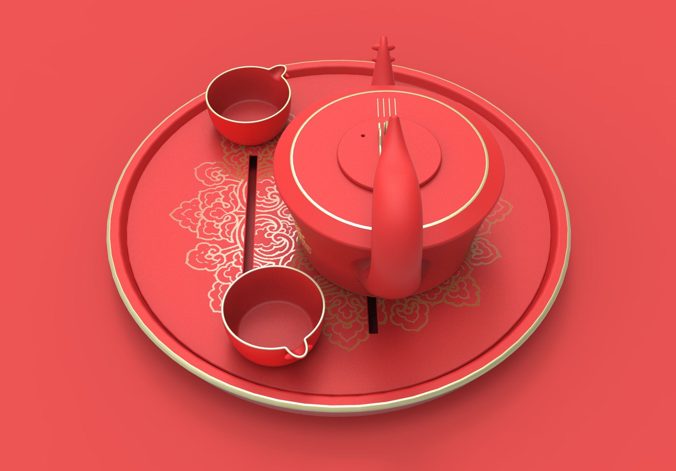 Dunhuang culture tea set design，