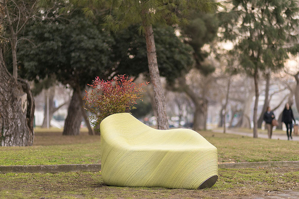 座椅，3d打印，回收，植物，公共座位，