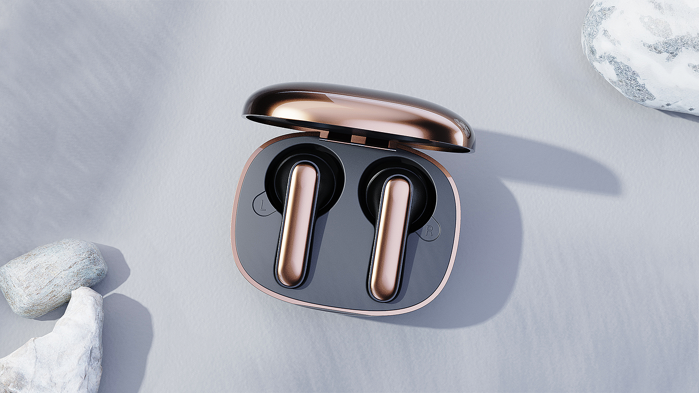 tws，Bluetooth headset design，Render，
