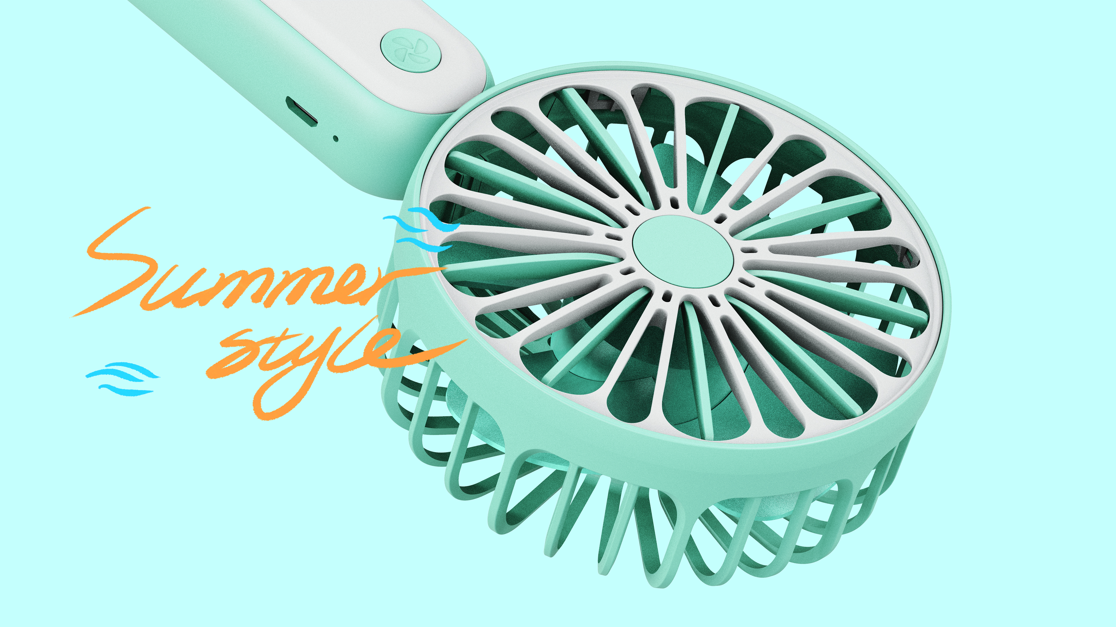 Mini, small fan, color, simplicity，