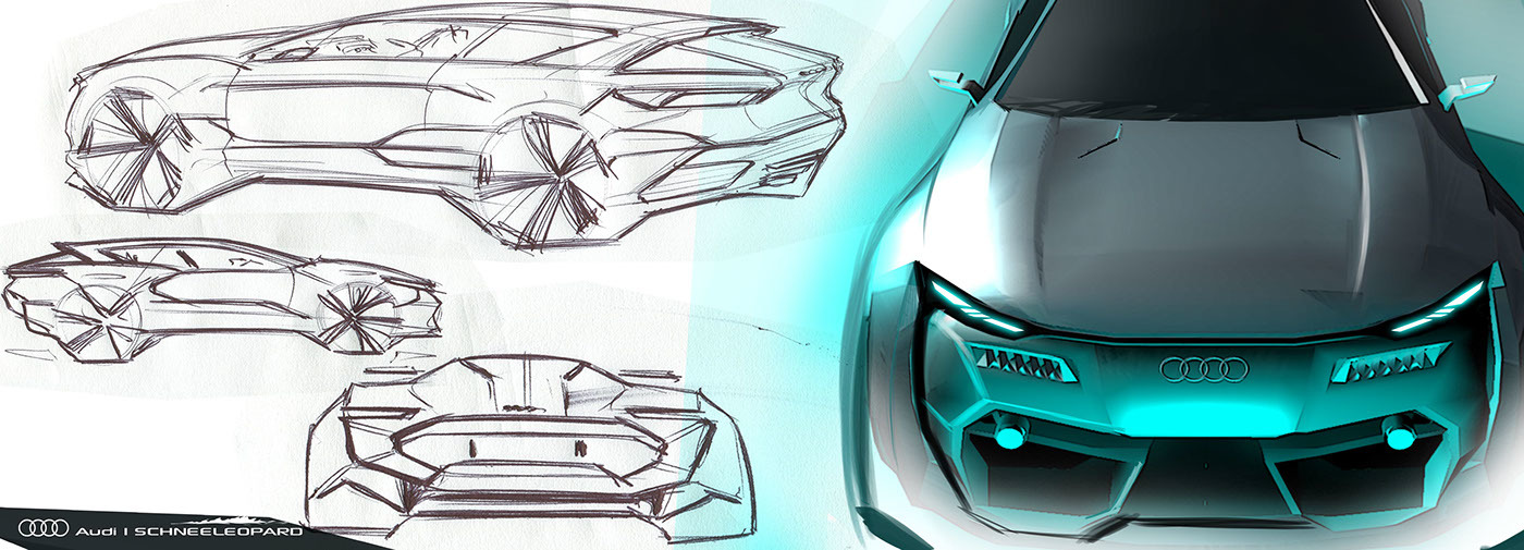 Automatic design，Hand drawn rendering，suv，automobile，industrial design，