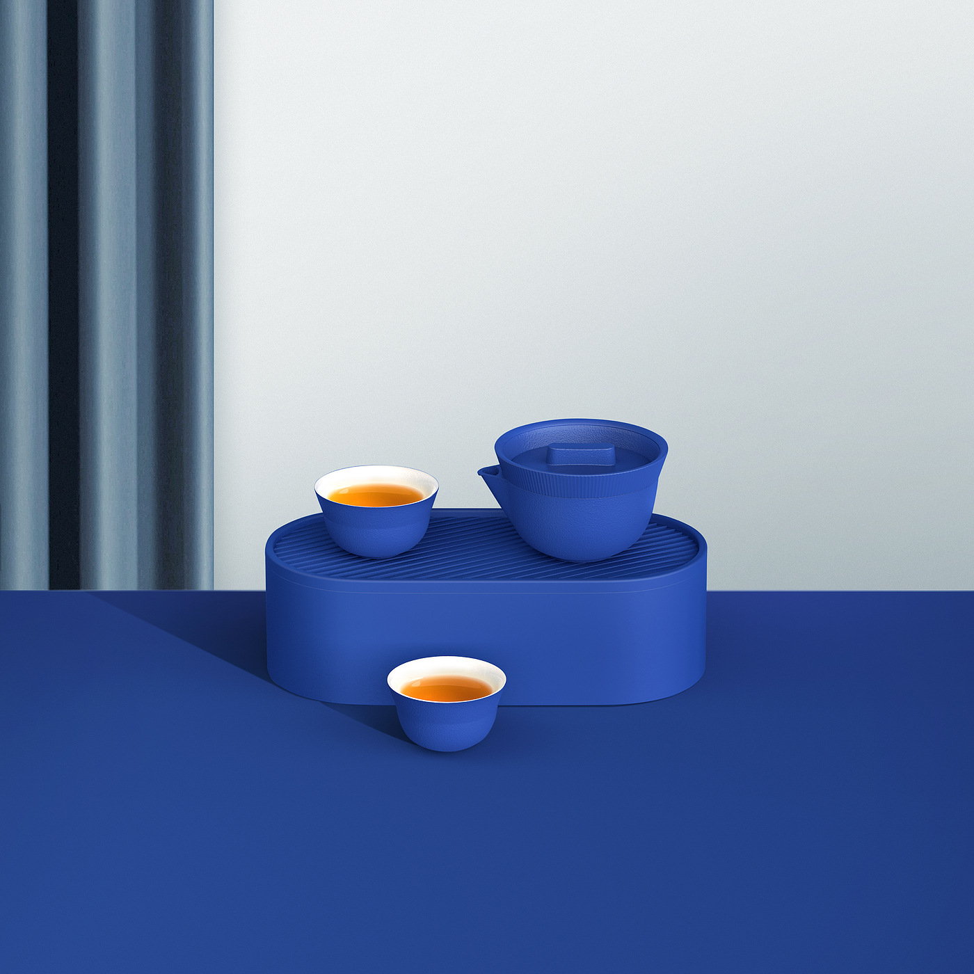 Poxi，Small bubble egg，tea set，Classic blue，