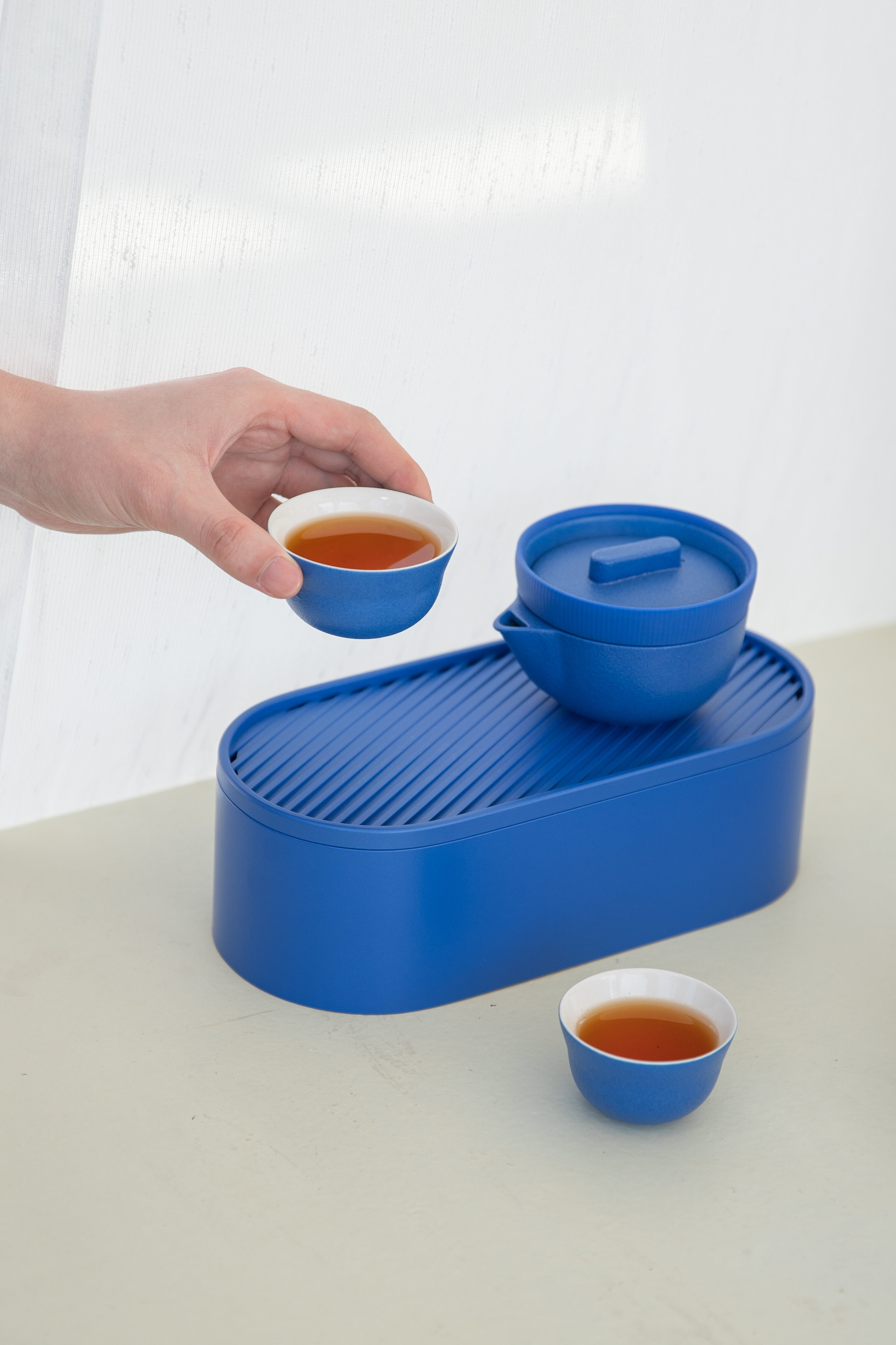 Poxi，Small bubble egg，tea set，Classic blue，