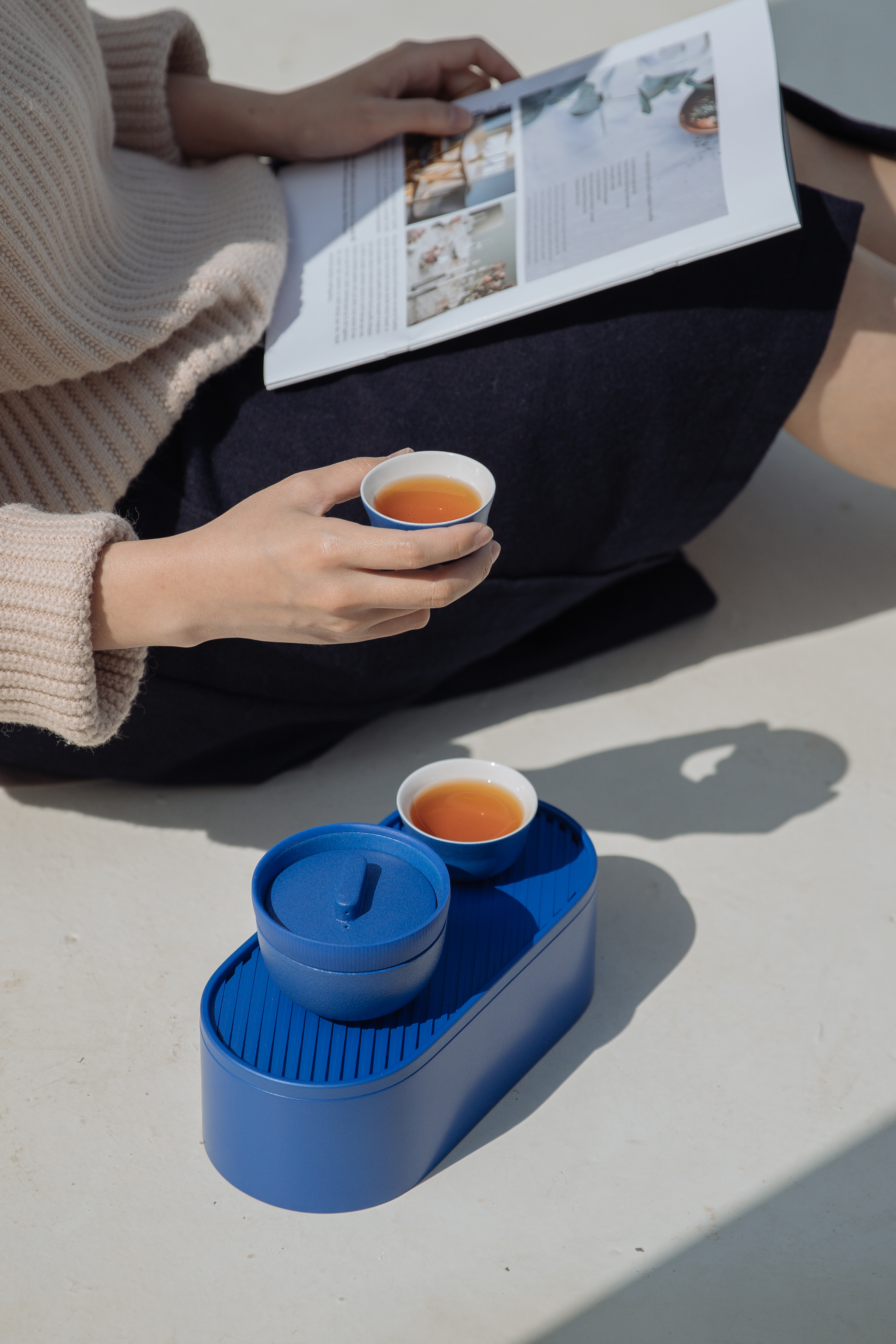 Poxi，Small bubble egg，tea set，Classic blue，