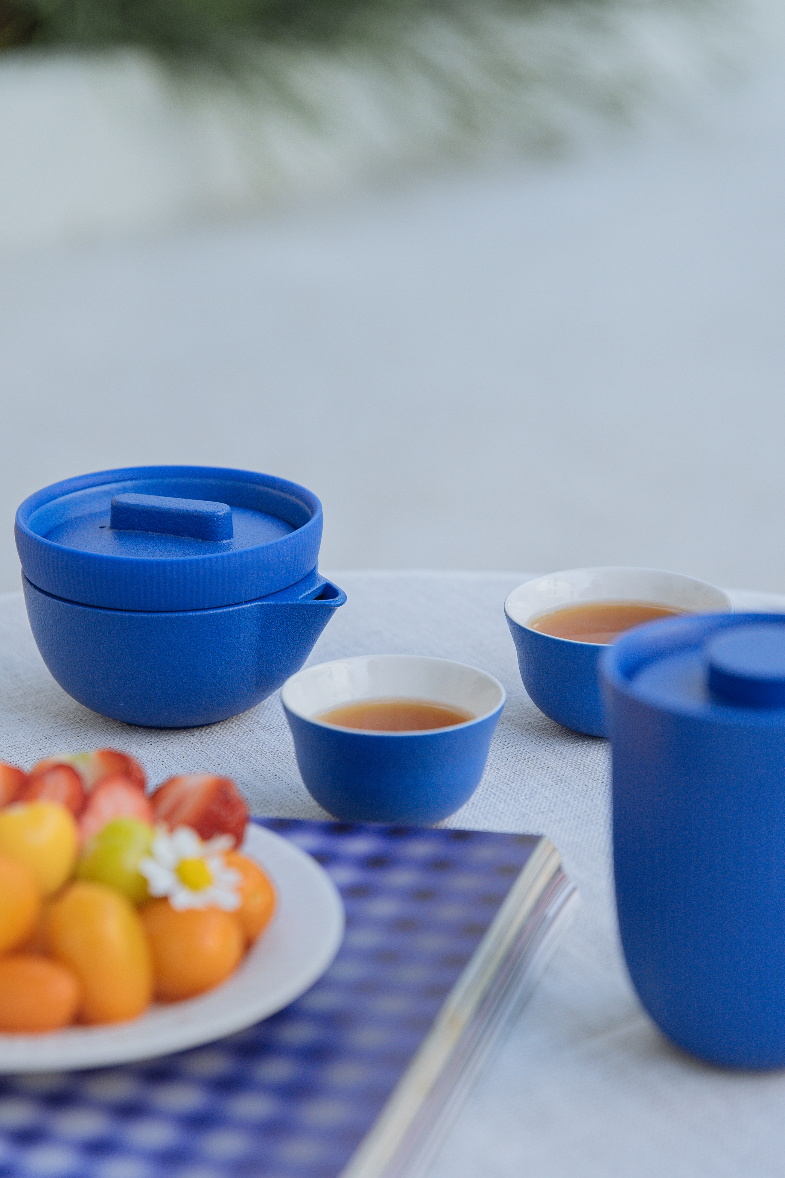 Poxi，Small bubble egg，tea set，Classic blue，