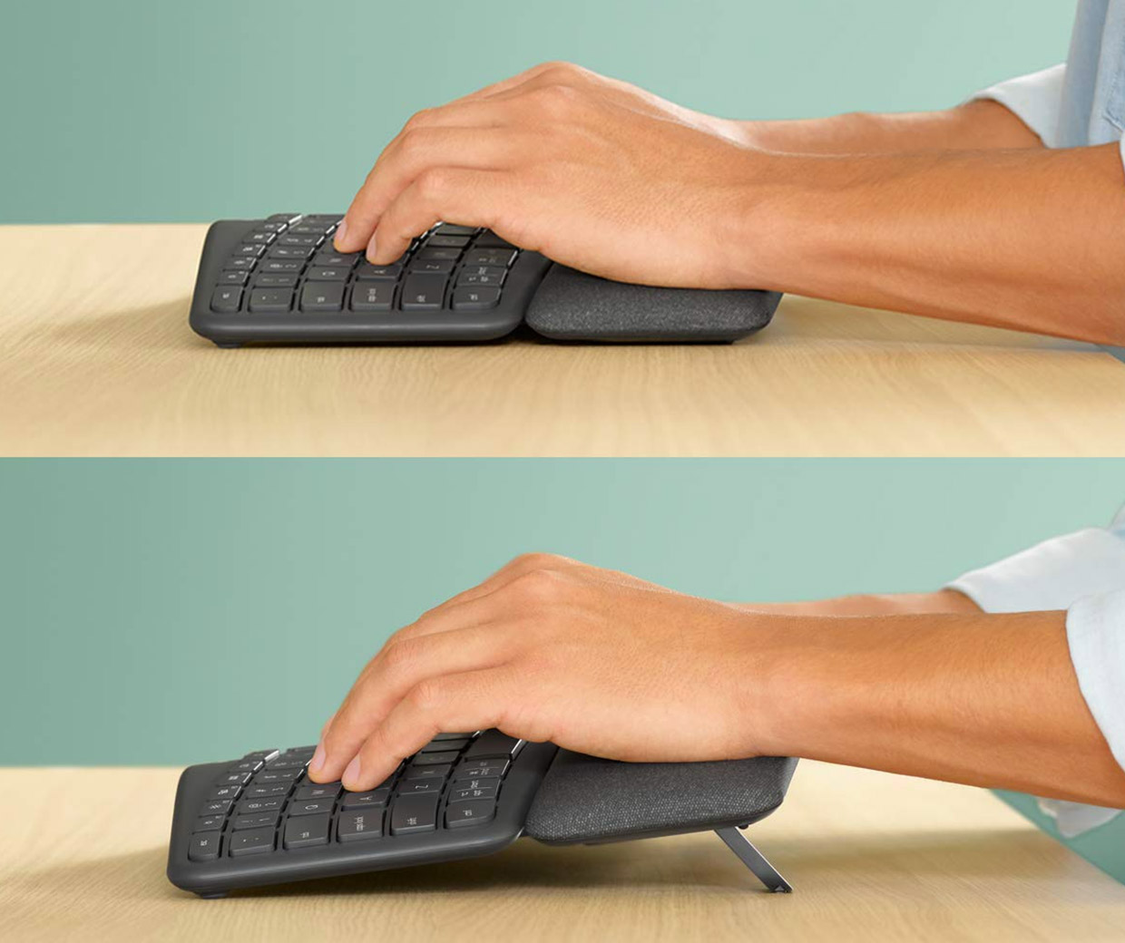 2020 red dot product design award，Logitech，Logitech Ergo K860，keyboard，Ergonomics，bend，Soft fabric，