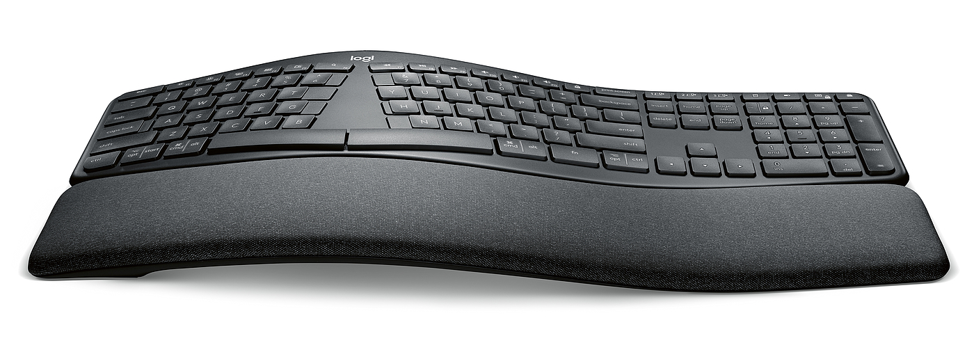 2020 red dot product design award，Logitech，Logitech Ergo K860，keyboard，Ergonomics，bend，Soft fabric，