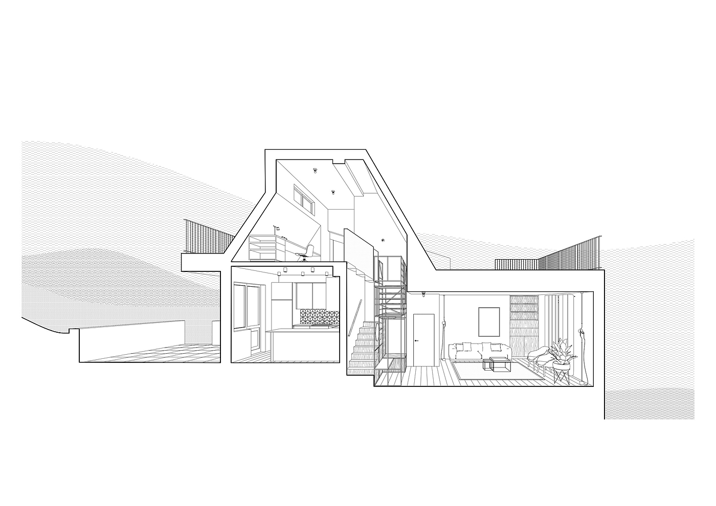 Interior design，Climbing wall，Sports type，stairs，