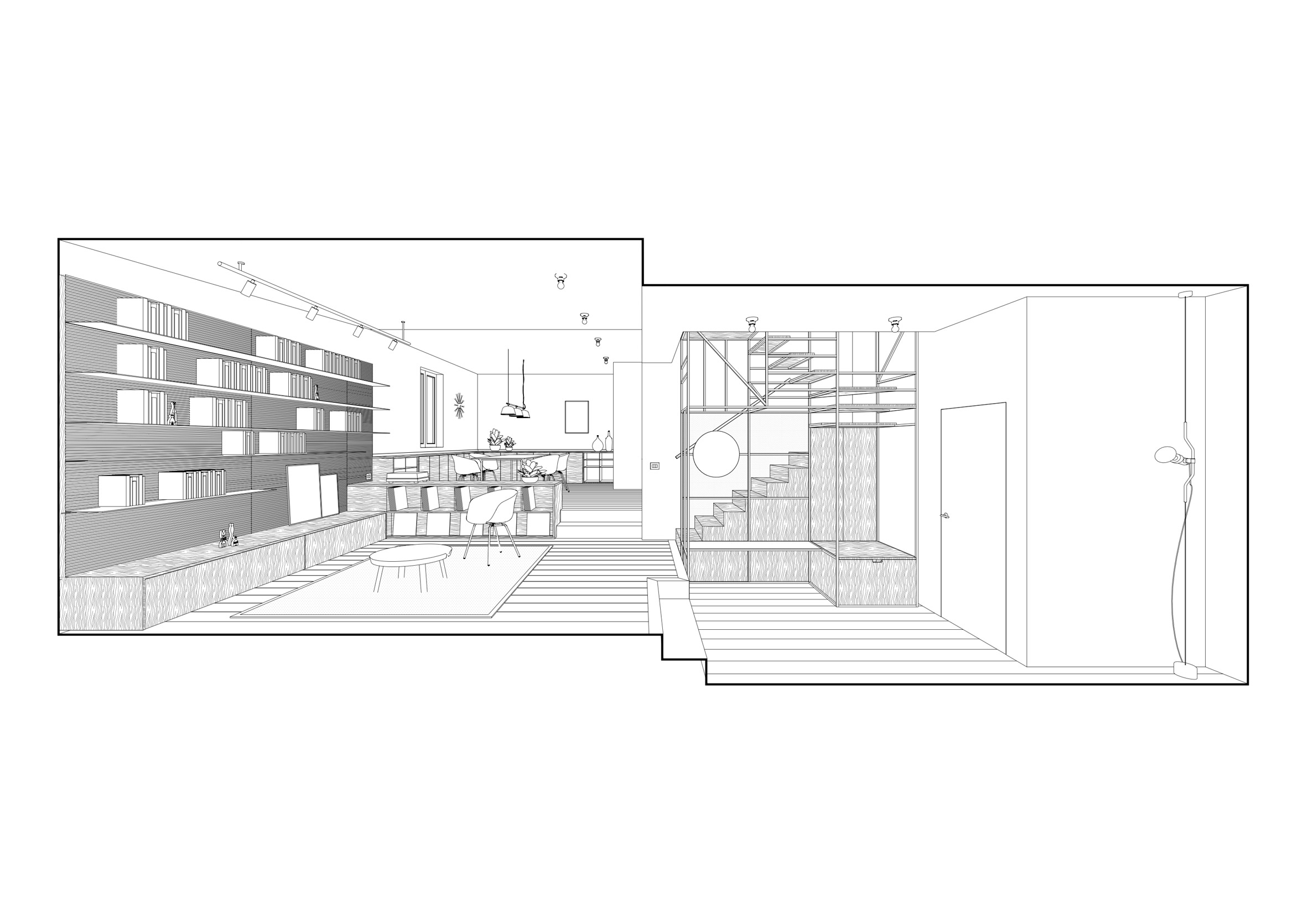 Interior design，Climbing wall，Sports type，stairs，