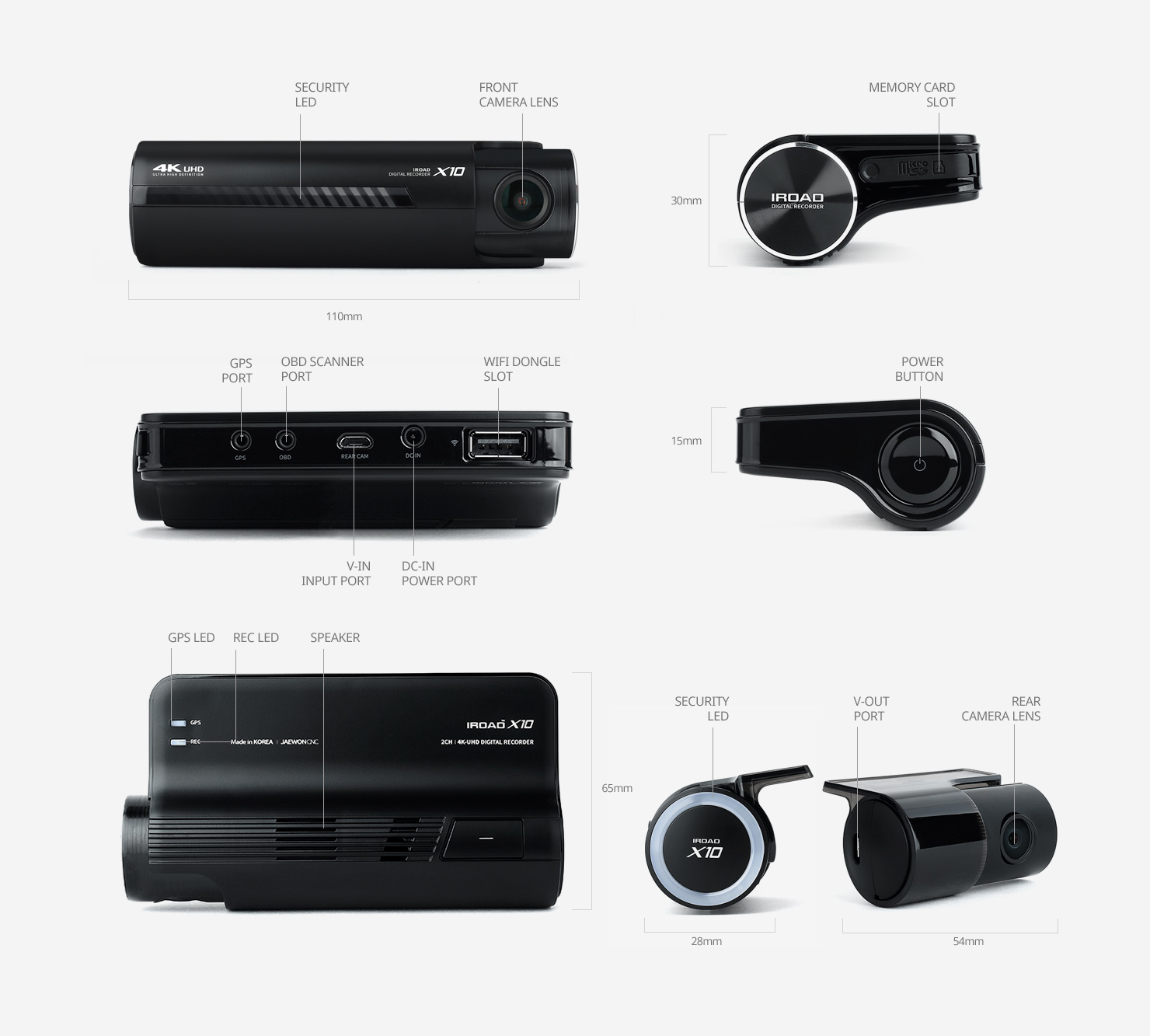 2020 red dot product design award，IROAD X10，tachograph，Driving recorder，Matte black，X-vision，wifi，