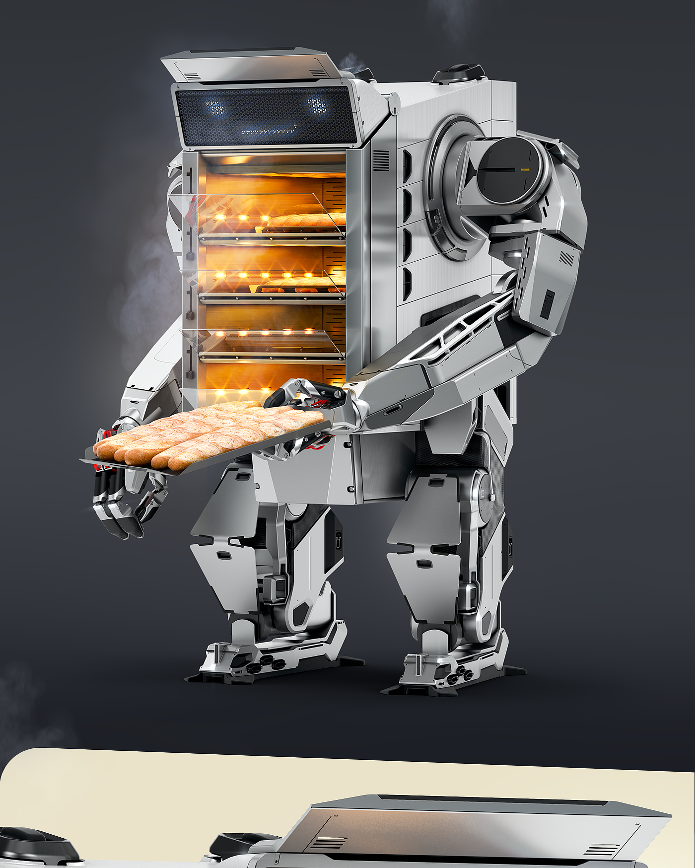 3D modeling，baking，robot，BREAD MAN，