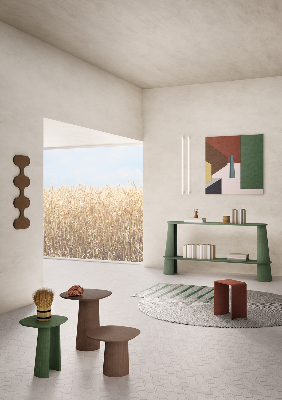 FORM AND CEMENT，cement，Indoor landscape，