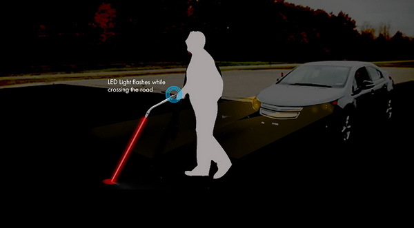 intelligence，product design，a cane，warm，Disabled people，