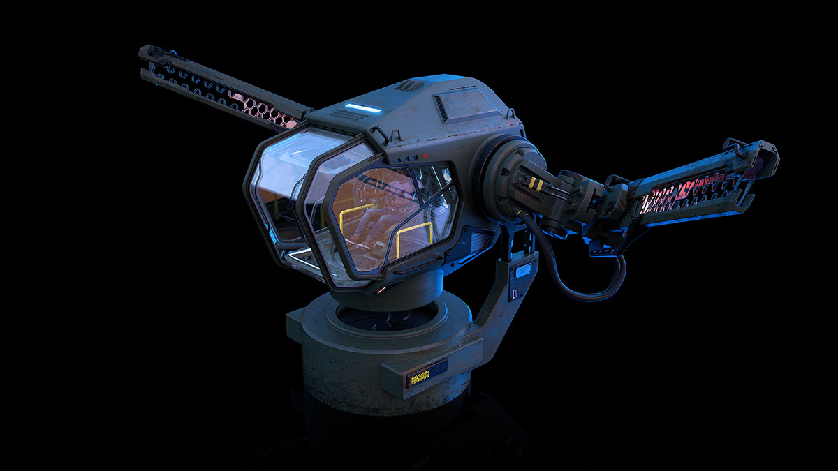 Model，turret，airship，science fiction，future，game，