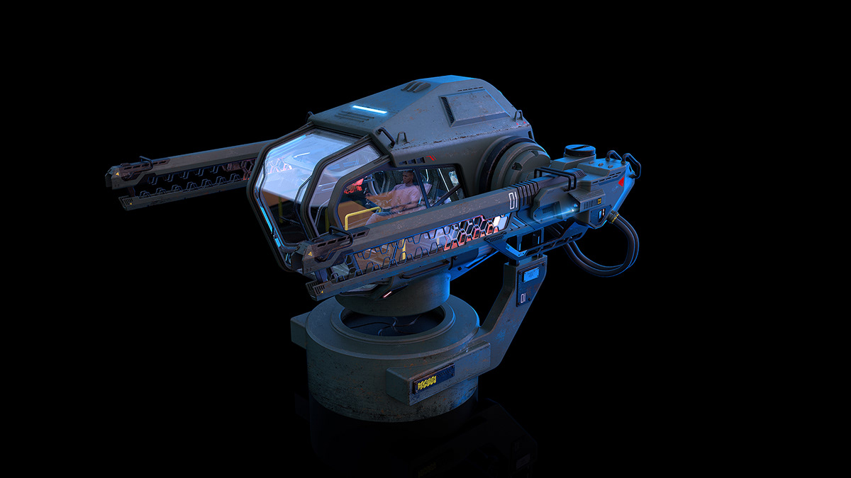 Model，turret，airship，science fiction，future，game，