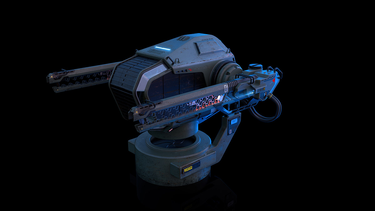 Model，turret，airship，science fiction，future，game，