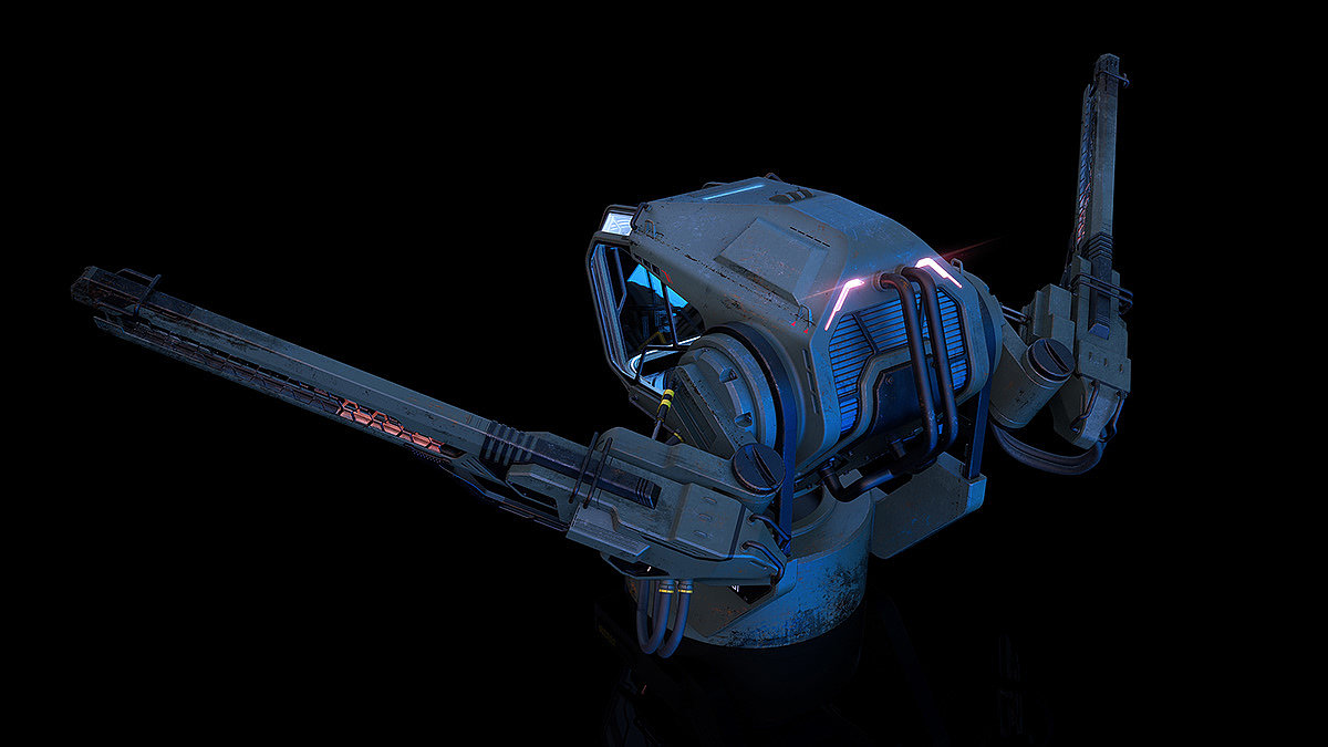 Model，turret，airship，science fiction，future，game，