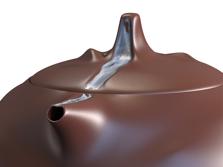 High mountains and flowing water，dark-red enameled pottery teapot，artistic conception，ceramics，tea set，