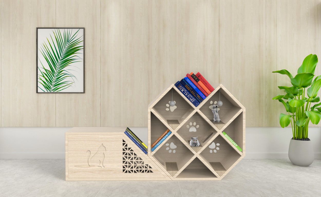 Cat nest，bookshelf，