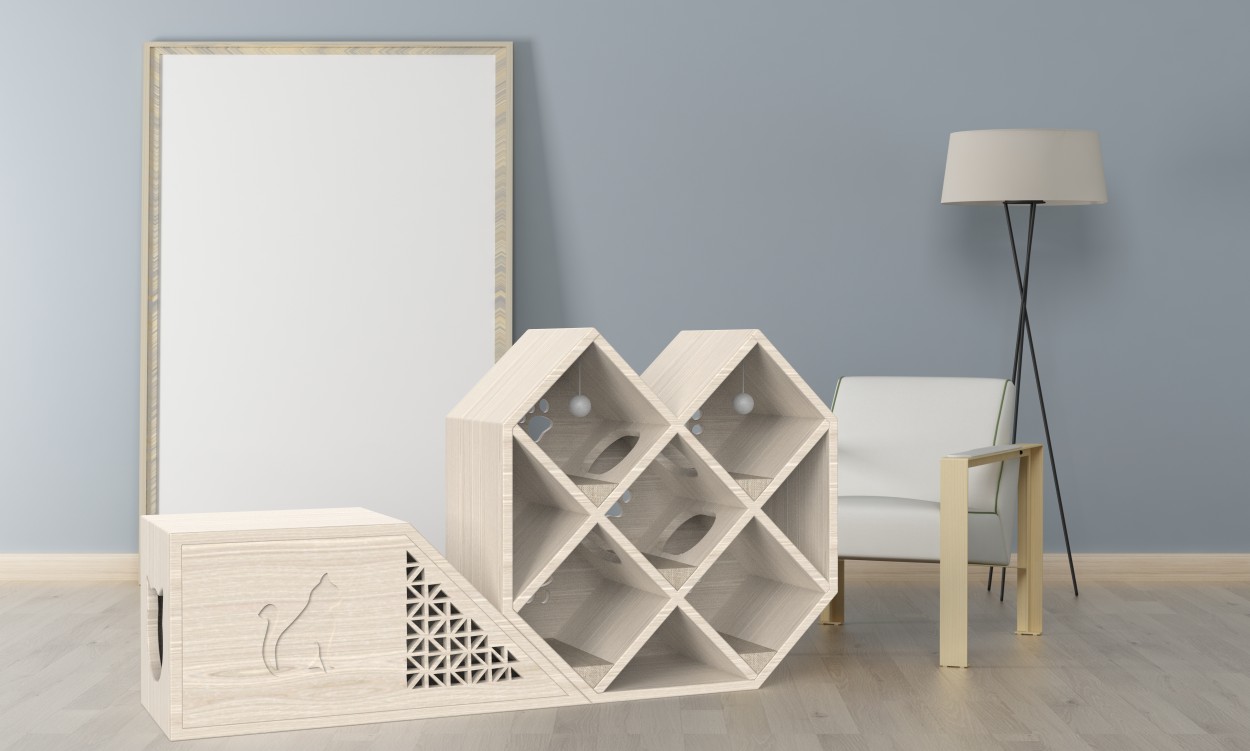 Cat nest，bookshelf，