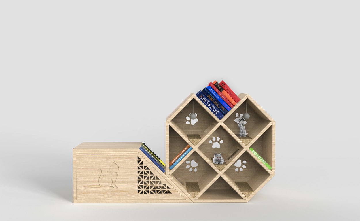 Cat nest，bookshelf，