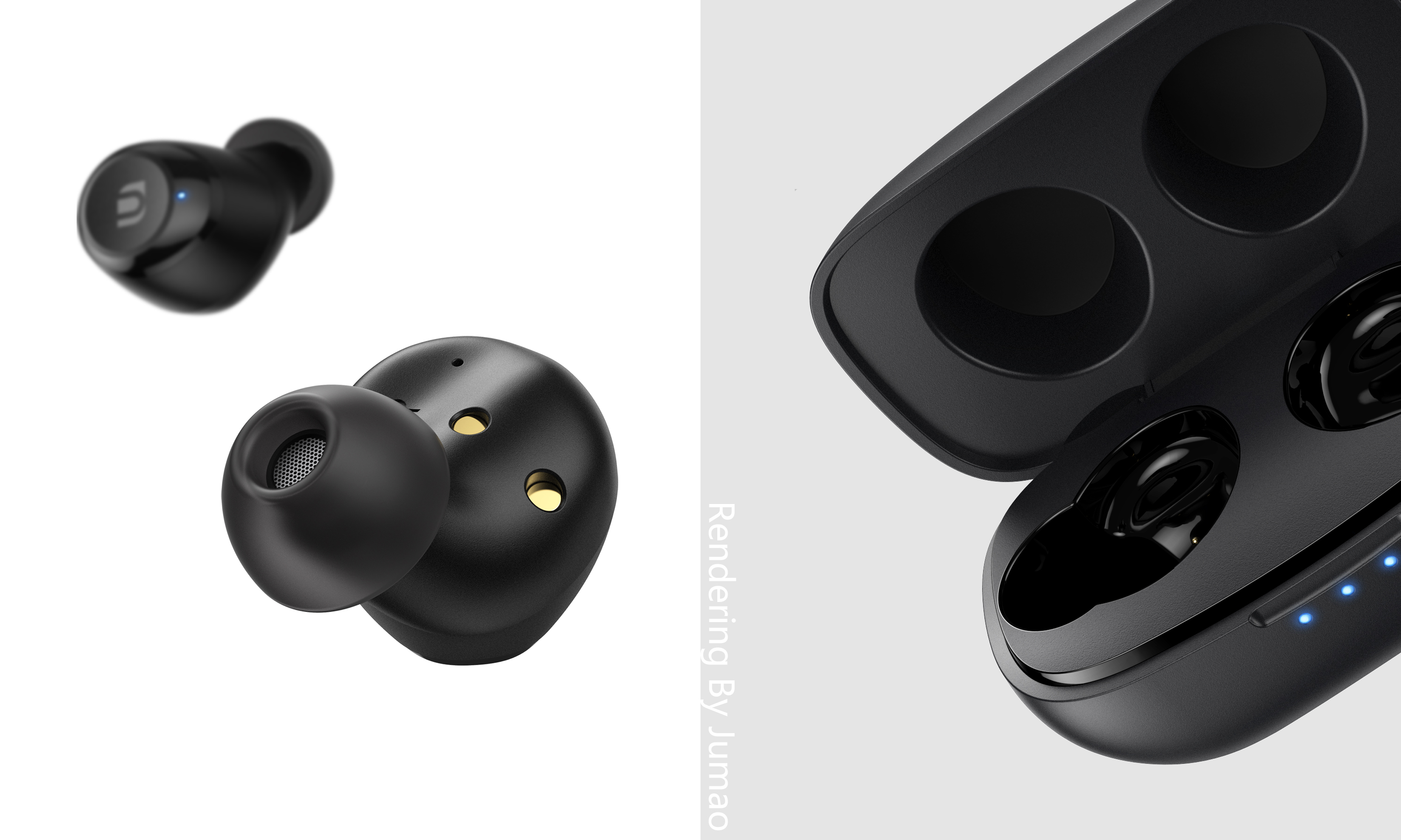 Green couplet，Lvlian products，Product rendering，headset，tws，