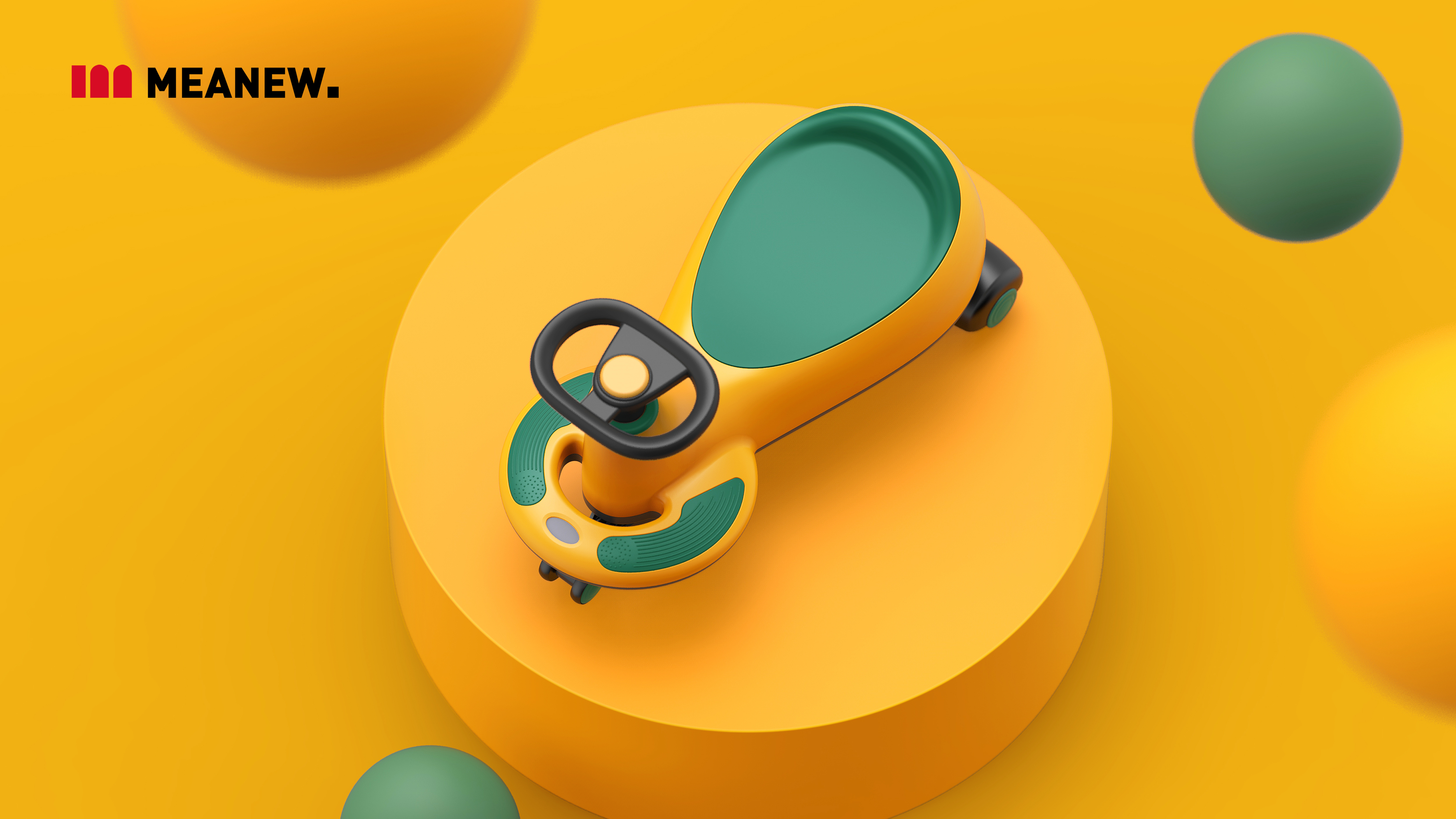 Children's car，industrial design，Meanew Design，Mingrui design，swing car，