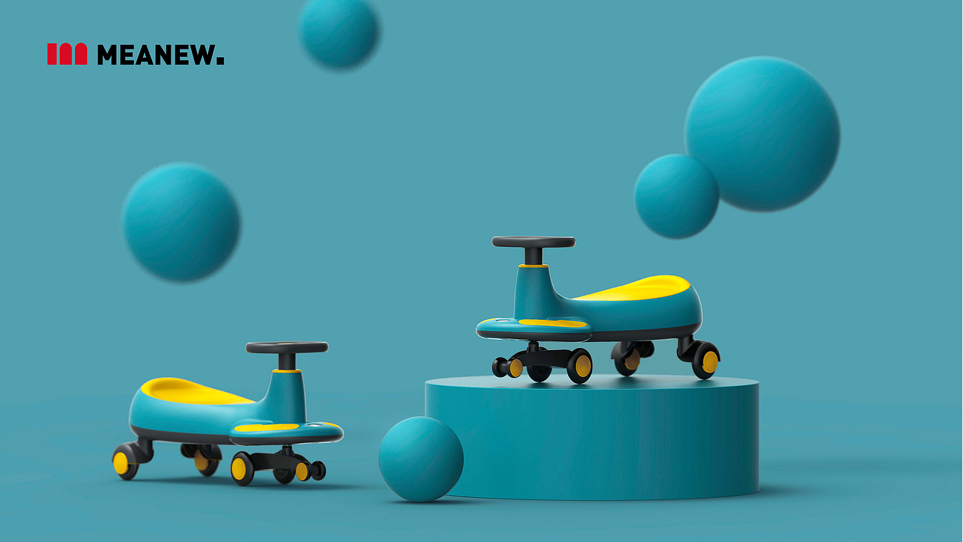 Children's car，industrial design，Meanew Design，Mingrui design，swing car，