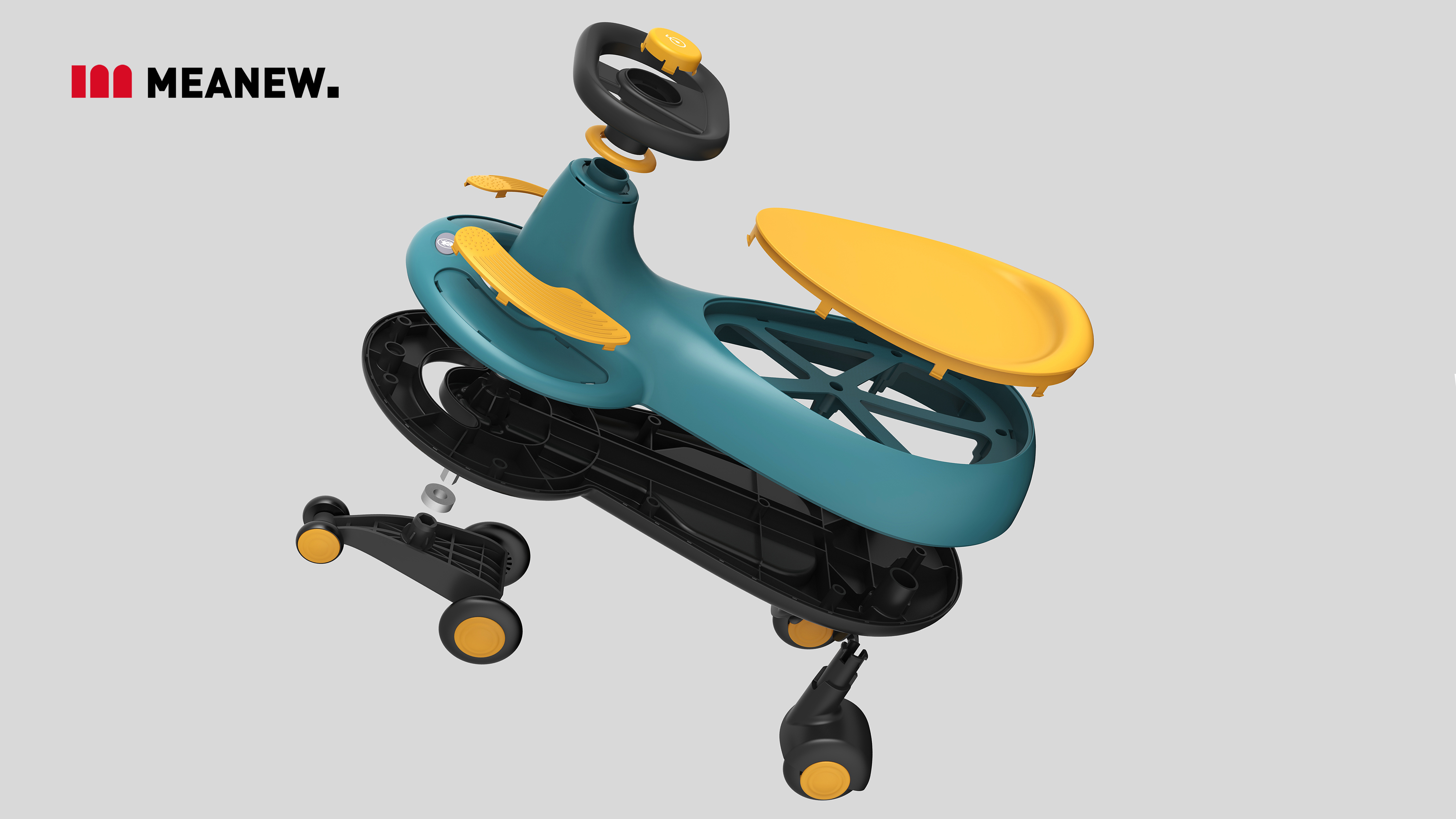 Children's car，industrial design，Meanew Design，Mingrui design，swing car，