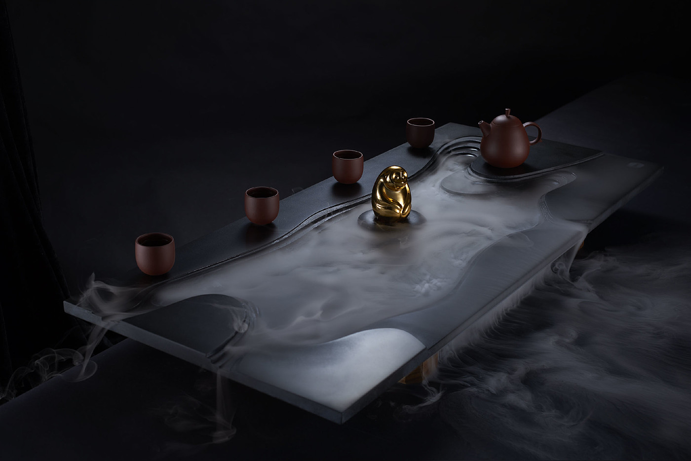 Black gold stone integrated molding，Zhe pin home，Wet tea tray，Original product design，