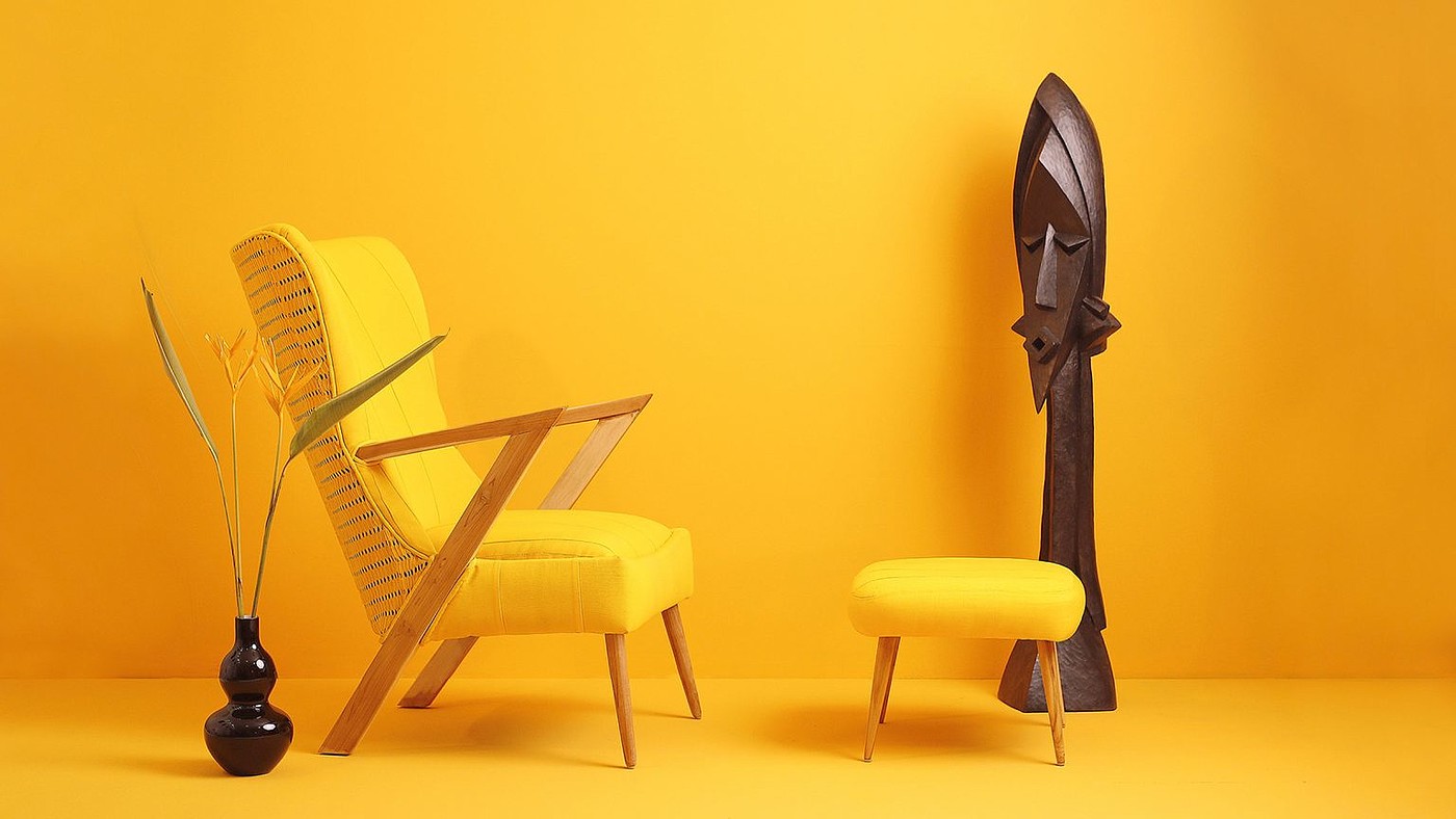 非洲设计师，椅子，桌子，花瓶，