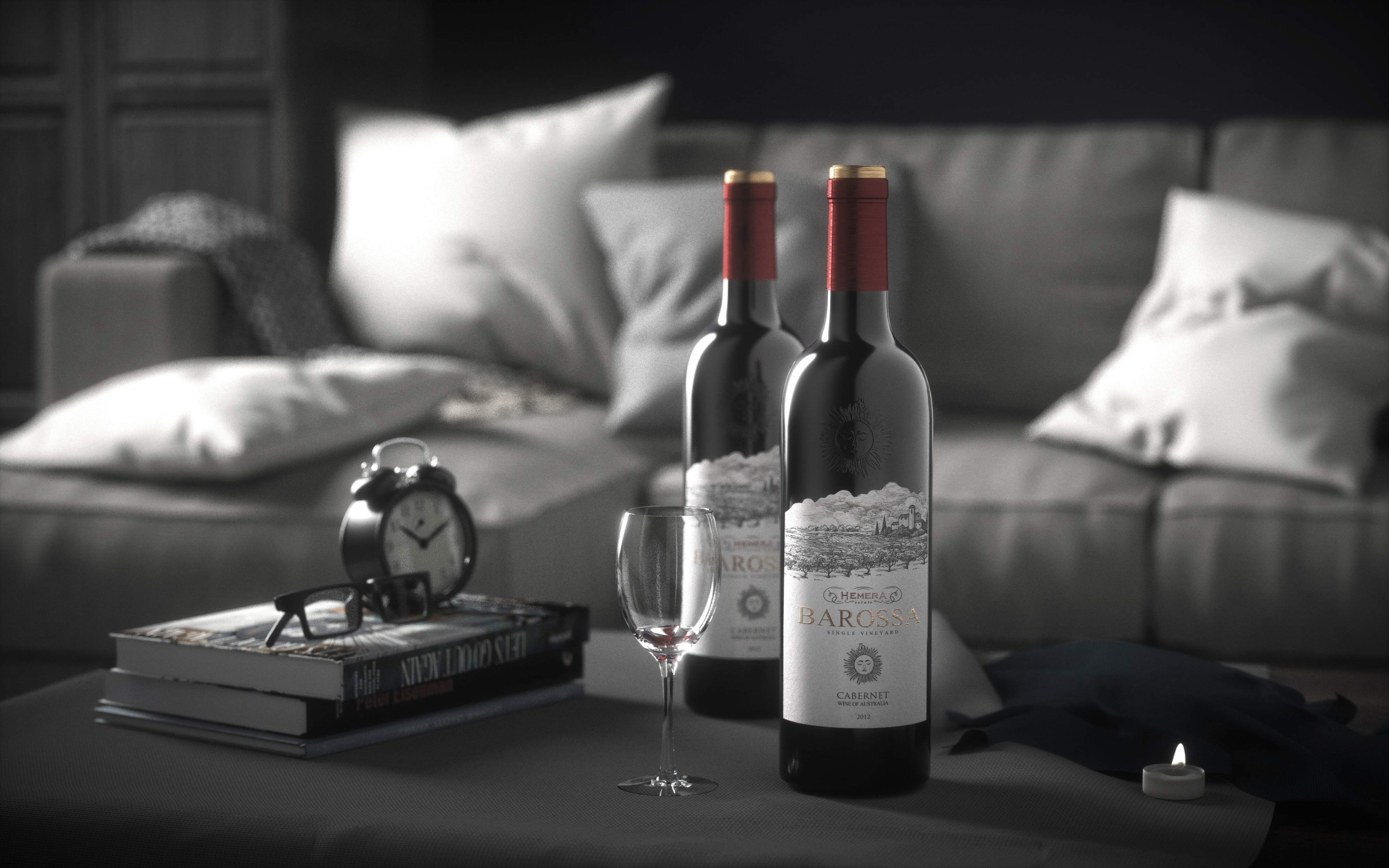 packing，Render，red wine，