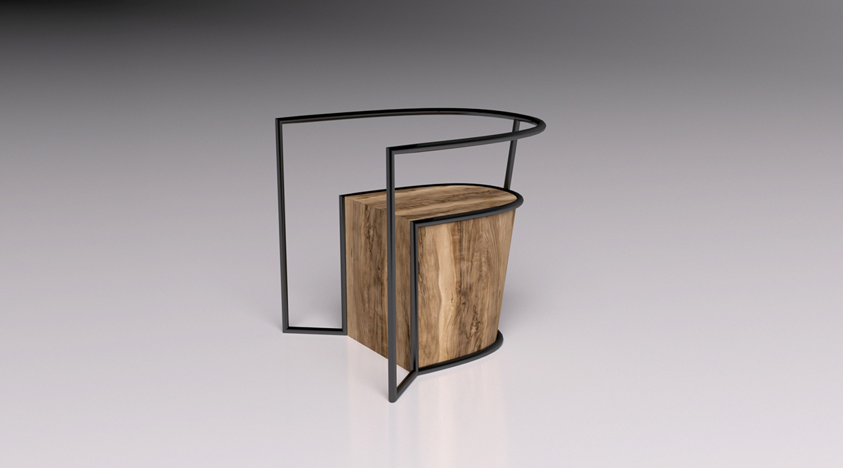 furniture，woodiness，Metal，STUBBY CHAIR，chair，
