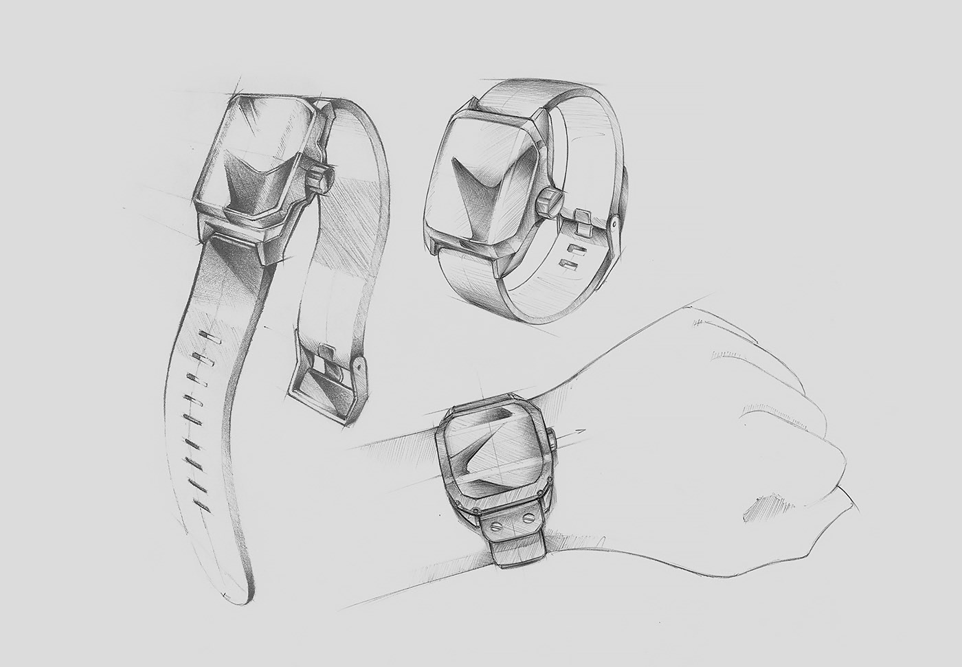 Wrist watch，glasses，sketch，
