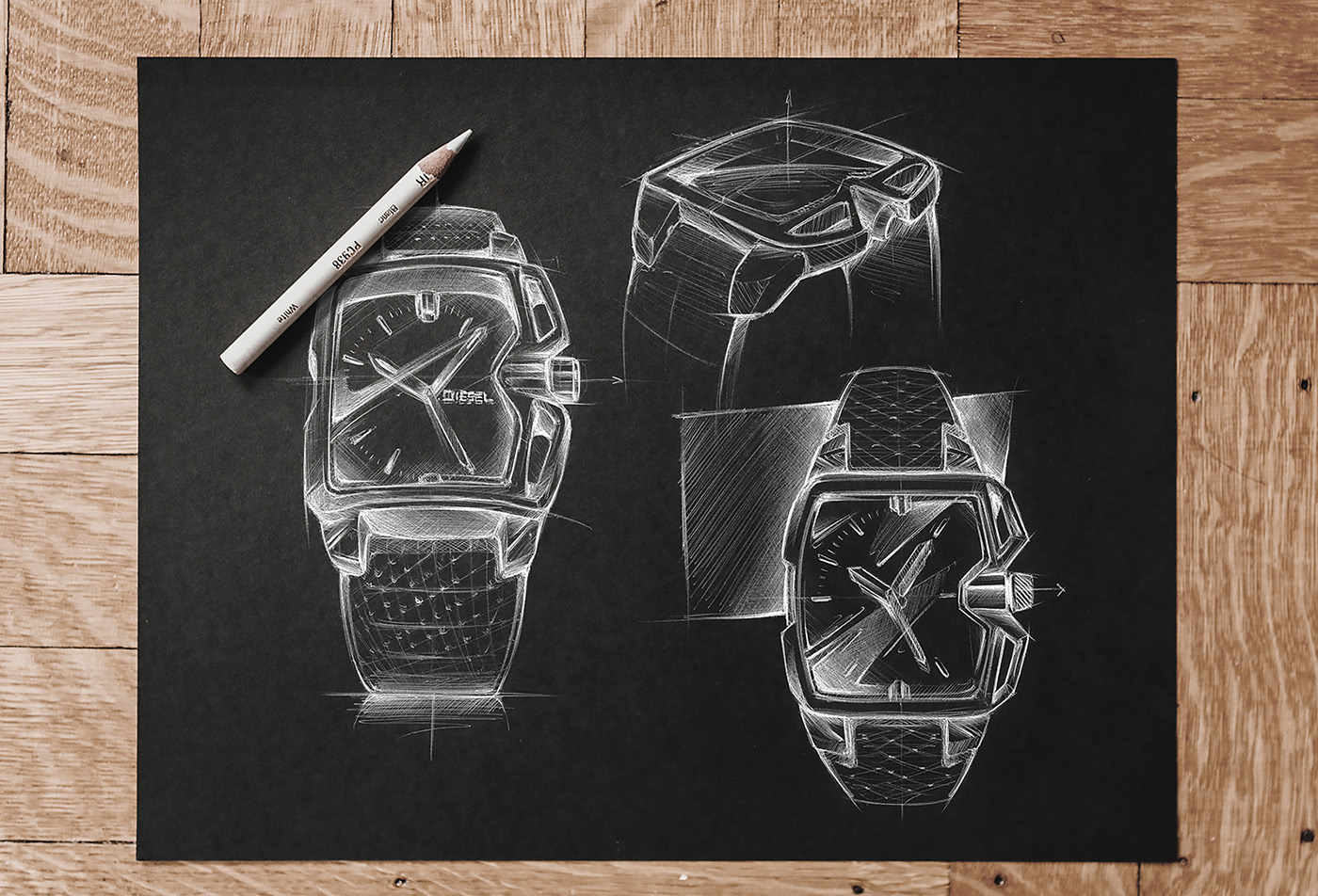 Wrist watch，glasses，sketch，