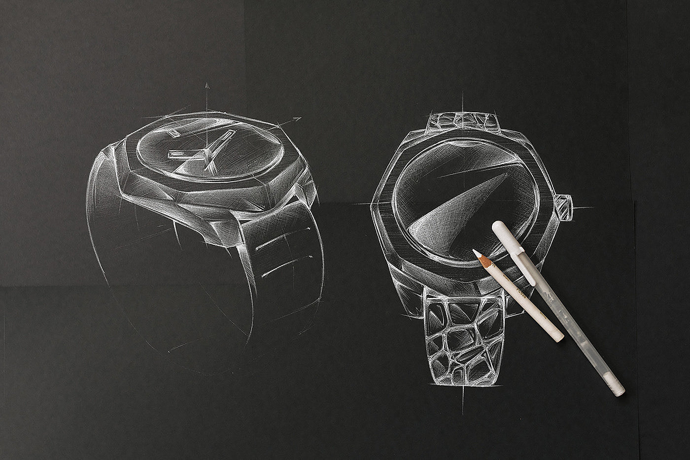 Wrist watch，glasses，sketch，